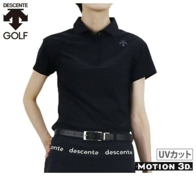 DESCENTEゴルフ ポロシャツ ブラック 半袖 レディース襟付き M 黒