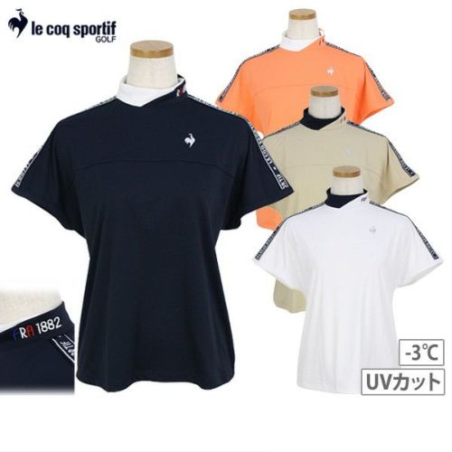 【le coq sportif GOLF】 【ワイドフィット】モックネック袖ラインシャツ レディース ネイビー M カットソー・Tシャツ トップス ルコックスポルティフ(ゴルフ)