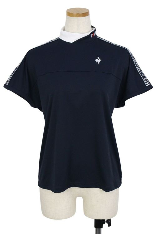 【le coq sportif GOLF】 【ワイドフィット】モックネック袖ラインシャツ レディース ネイビー M カットソー・Tシャツ トップス ルコックスポルティフ(ゴルフ)