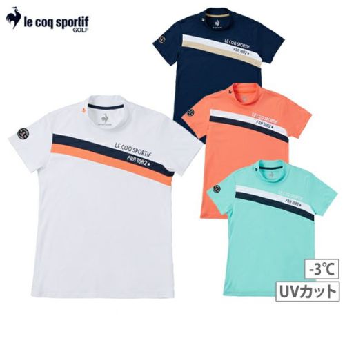 【le coq sportif GOLF】 【ストレッチフォーサー】ラインデザイン半袖シャツ レディース ホワイト M シャツ・ブラウス トップス ルコックスポルティフ(ゴルフ)