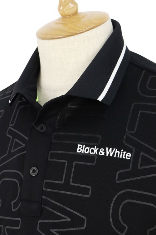 ブラック＆ホワイトホワイトラインのポロシャツ