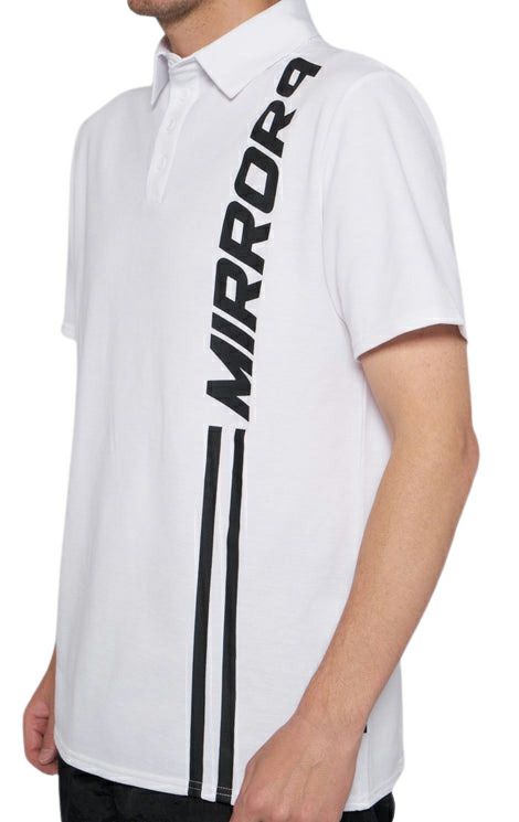 MIRROR9 ホワイト ポロシャツ Mサイズ ゴルフウェア ポロシャツ メンズ ミラーナインゴルフ MIRROR9GOLF ゴルフ