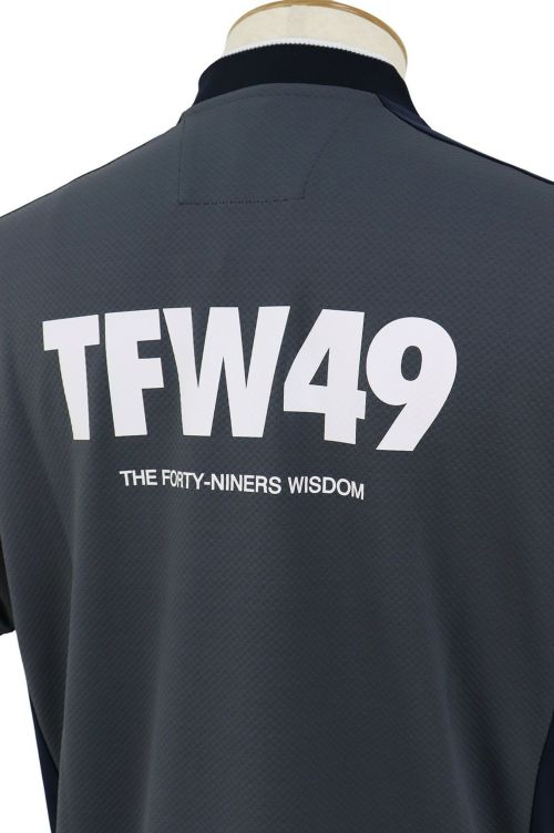 TFW49　半袖　ポロシャツ　背面ロゴ　ゴルフウェア　ホワイト系　サイズＬ V12 TFW49 SIDE MESH COLLARLESS POLO ポロシャツ 半袖 トップス