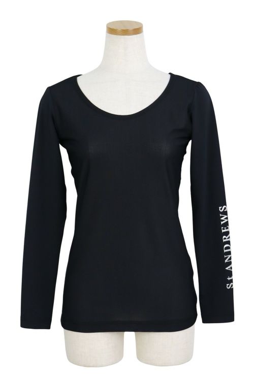 セントアンドリュースレディースインナーサイズS ツインコットUV×SUNPROFITメッシュ長袖Uネックインナー (WOMENS