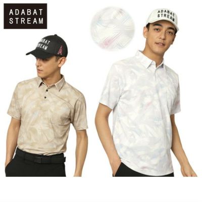 coco 未使用品 アダバット adabat メンズ 半袖ポロシャツ 48(L) 白×オレンジ ホワイト 遮熱効果／UVカット／吸水速乾】衿裏デザイン 半袖ポロシャツ