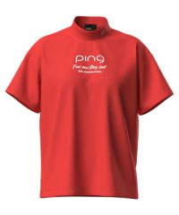 ping ピン　ハイネックシャツUV・冷感・吸水速乾 メンズ　M 赤　レッド ping ピンハイネックシャツUV・冷感・吸水速乾 メンズM 赤レッド