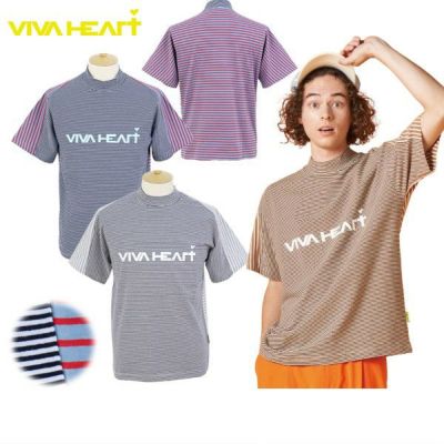 VIVA HEART - ビバハート 半袖 ポロシャツ メンズ 48 (M) パイナップル柄 ゴルフウェア VIVA HEART ビバハート ゴルフ 春夏 ストレッチ☆ プリント 半袖