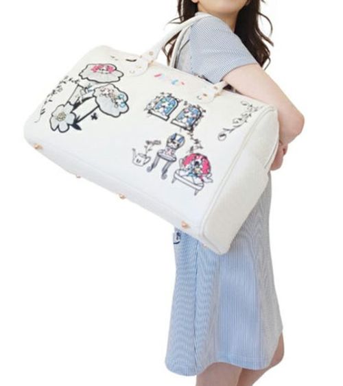 エムユースポーツ MU SPORTS トート型ボストンバッグ ホワイト白ロゴ総柄 エムユースポーツ MU SPORTS トート型ボストンバッグ ホワイト白ロゴ総柄