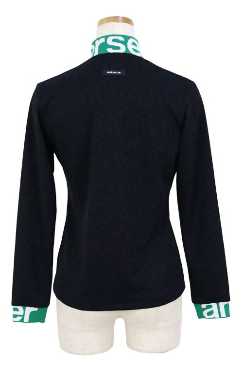 andperse ネイビー ハイネックシャツ and per se ]ハイネックシャツ ネイビー ・LL