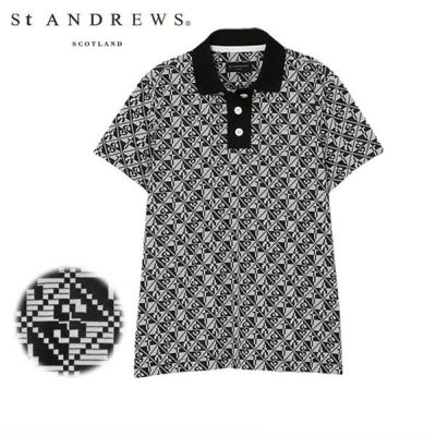 St ANDREWS セントアンドリュース ポロシャツゴルフウェア 総柄 ロゴ 30％OFFセール】ポロシャツ レディース セントアンドリュース St