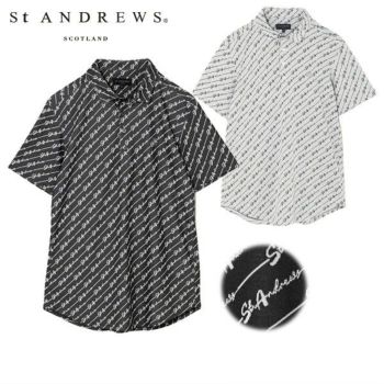 St ANDREWS セントアンドリュース ゴルフ ロゴ 総柄 半袖 シャツ St ANDREWS セントアンドリュース レディース ゴルフウェア 半袖