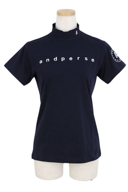 andperse ネイビー ハイネックシャツ and per se アンパスィ メンズ セルヒート長袖ハイネックシャツ