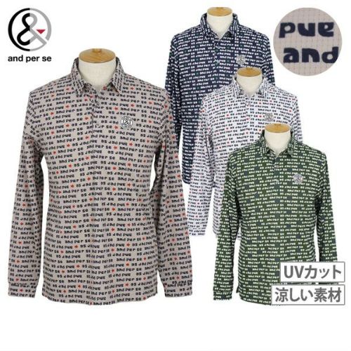 アンパシィ ゴルフ シャツ ポロシャツ ホワイト ロゴ総柄 Mサイズ and per se アンパスィ 半袖 ポロシャツ レディース ゴルフ
