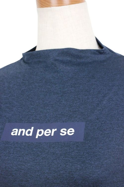 新品 and per se アンパスィ 長袖ハイネックシャツ ネイビー LL and per se アンパスィ 長袖ハイネックシャツ メンズ
