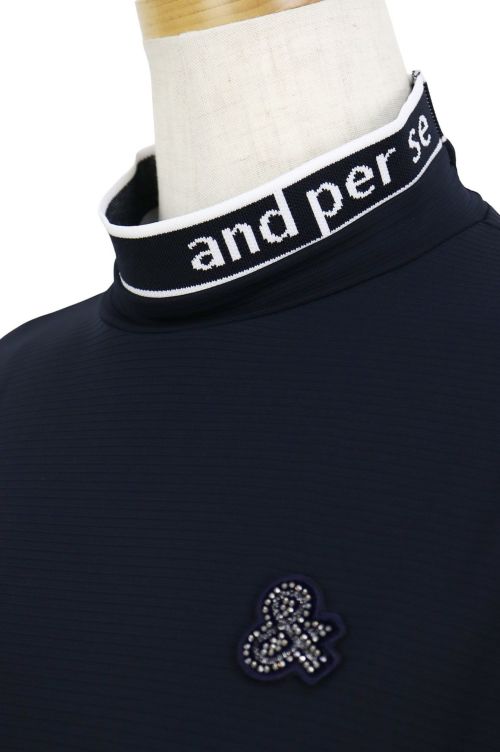 サイズ：M AND PER SE アンパスィ  ハイネック 長袖Tシャツ ボーダー柄 ピンク系 [240101429274] ゴルフウェア レディース ストスト 新品】AND PER SE アンパスィ ハイネック 長袖Tシャツ ボーダー