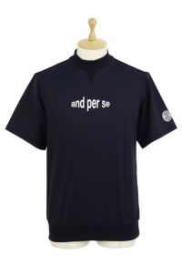サイズ：L AND PER SE アンパスィ  ハイネック 半袖Tシャツ  ブルー系 [240101429197] ゴルフウェア メンズ ストスト ハイネックシャツ メンズ アンパスィ and per se 2025 秋冬 新作