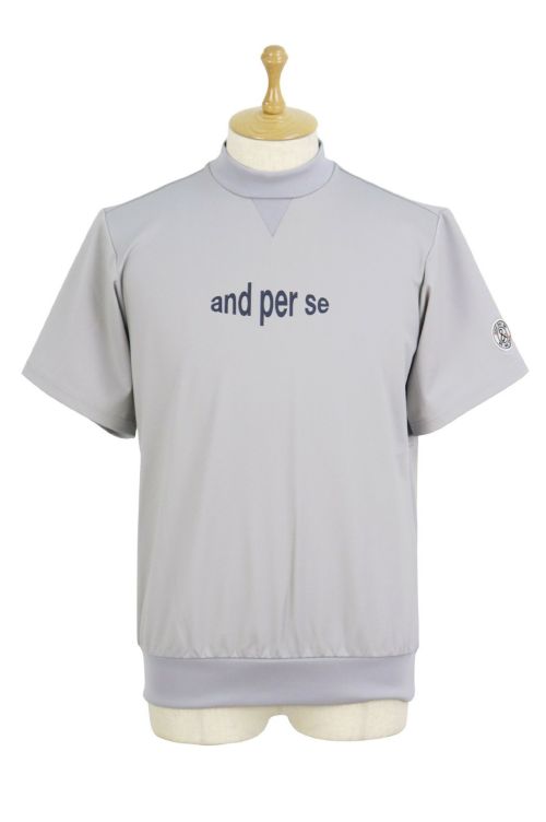 サイズ：L AND PER SE アンパスィ  ハイネック 半袖Tシャツ  ネイビー系 [240101429196] ゴルフウェア メンズ ストスト ハイネックシャツ メンズ アンパスィ and per se 2025 秋冬 新作