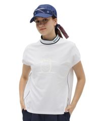 サイズ：L MUNSING WEAR マンシングウェア 2024年モデル ハイネック半袖Tシャツ  ホワイト系 [240101421452] ゴルフウェア レディース ストスト ハイネックシャツ レディース マンシングウェア Munsingwear