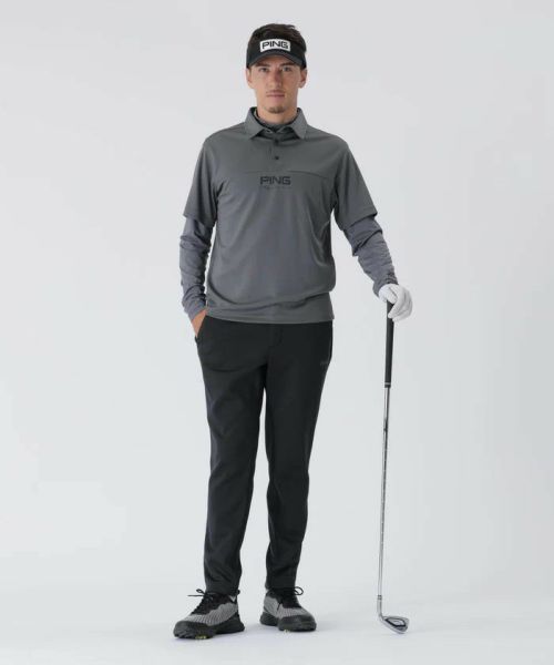 PING ピン ロングパンツ　グレー ゴルフ M メンズ　総柄　裏起毛　秋冬 PING ピン ロングパンツ グレー ゴルフ M メンズ 総柄 裏起毛 秋冬