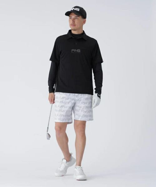 PING - 新品　メンズ　ＰＩＮＧ ピン ゴルフ 半袖ポロシャツ　ホワイト/Ｌ PING ピン ゴルフウェア 半袖シャツ 春 夏 ハイストレッチ