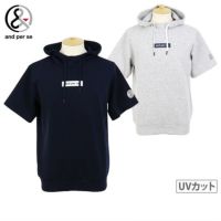 極美品■and per se アンパスィ　半袖 パーカー■Ｌ and per se アンパスィ レディース ニット 半袖 パーカー