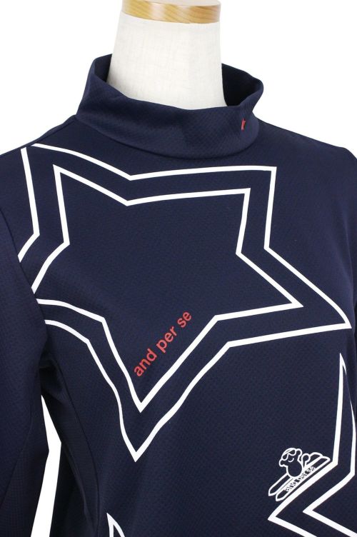 andperse ネイビー ハイネックシャツ and per se アンパスィ AFS6813V3 レディース 長袖 インナー