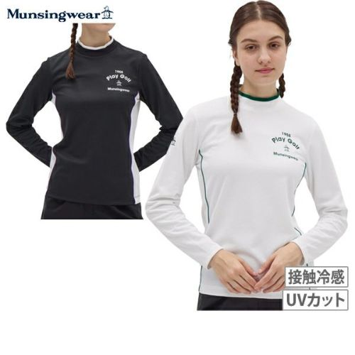 サイズ：L MUNSING WEAR マンシングウェア 2024年モデル ハイネック半袖Tシャツ  ホワイト系 [240101421452] ゴルフウェア レディース ストスト サイズ：L MUNSING WEAR マンシングウェア 2024年モデル
