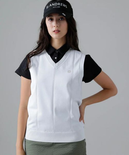St.ANDREWS セントアンドリュース レディース ニットTシャツ 白s ST ANDREWS セントアンドリュース クルーネック カシミヤ ニット