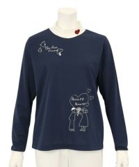 coco 中古 ピッコーネクラブ PICONE CLUB レディース 長袖シャツ (M) Ⅰ 水色 モックネック  プリント×スパンコール ハイネックシャツ レディース ピッコーネクラブ PICONE CLUB
