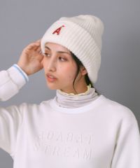 adabat - 新品未使用　アダバット　レディース　ニットキャップ帽　ホワイト　ポンポン　今季 ニット帽 レディース アダバット ストリーム ADABAT STREAM 2025