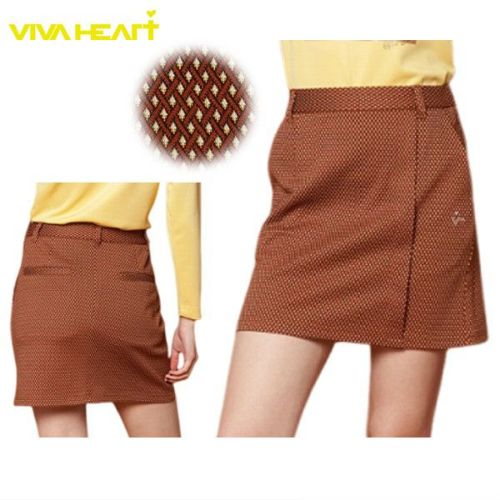 サイズ：42 VIVA HEART ビバハート  インナー付 ストレッチスカート チェック柄 オレンジ系 [240101435401] ゴルフウェア レディース ストスト VIVA HEART ビバハート インナー付 ストレッチスカート チェック