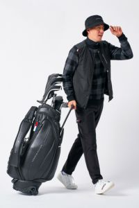 新品   トミーヒルフィガー キャディバッグ グレー トミーヒルフィガーゴルフ]カートキャディバッグ シグネチャーワッペン