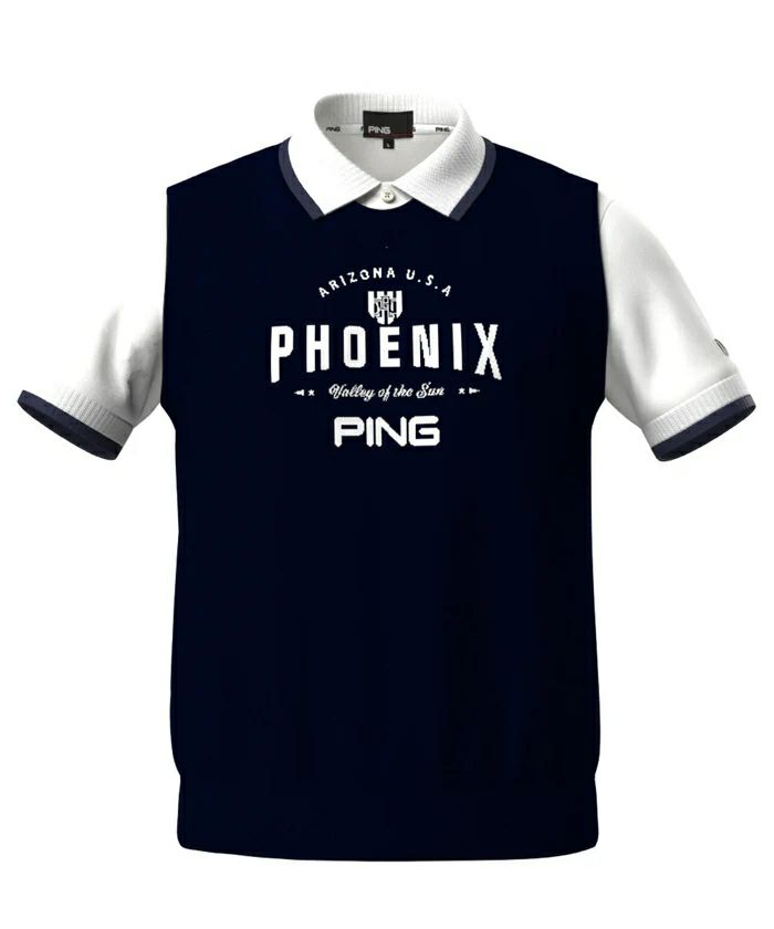 ピンのベストとポロシャツ