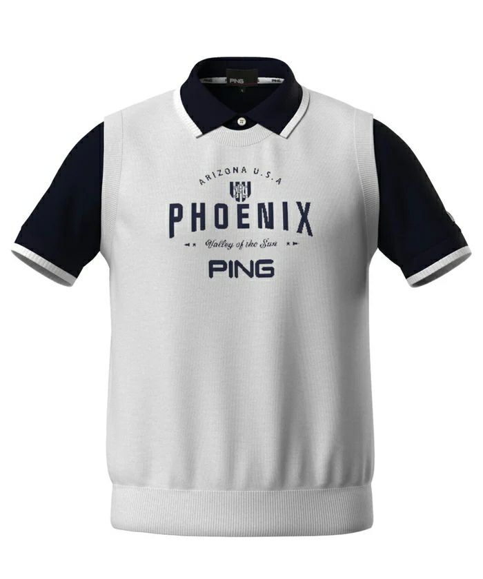 ピンのベストとポロシャツ