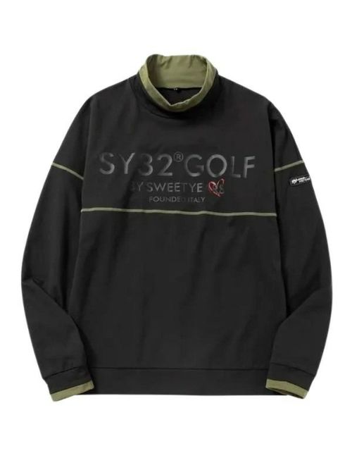 SY32:メンズ:Lサイズ:ハイネックシャツ:オリーブ色 大きいサイズ メンズ ゴルフ SY32 by SWEET YEARS マット ストレッチ