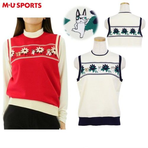 MUスポーツ M・U SPORTS ゴルフ 2025秋冬新作 レディース ニットベスト 服 ゴルフウェア 30％OFFセール】ニットベスト レディース MUスポーツ MUSPORTS 2025