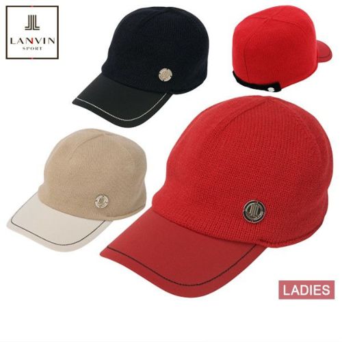 LANVIN SPORT ランバンスポール　2way 帽子　ゴルフ　キャップ　黒 LANVIN SPORT 公式 ランバン スポール ロゴプリントリボン付き